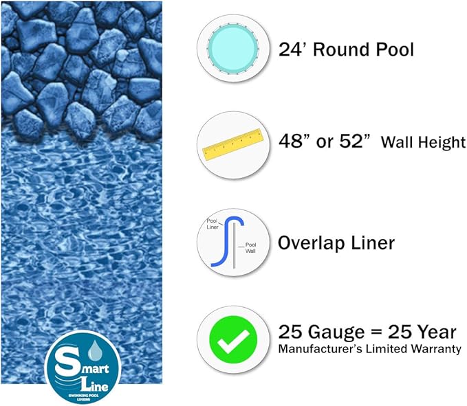 Lake Effect Pools 'Meadows Reprieve' 24' Round Above Ground Swimming Pool | 52" Inch Height | Resin Protected Steel Sided Walls | Includes a Boulder Swirl Overlap Pool Liner and Widemouth Skimmer