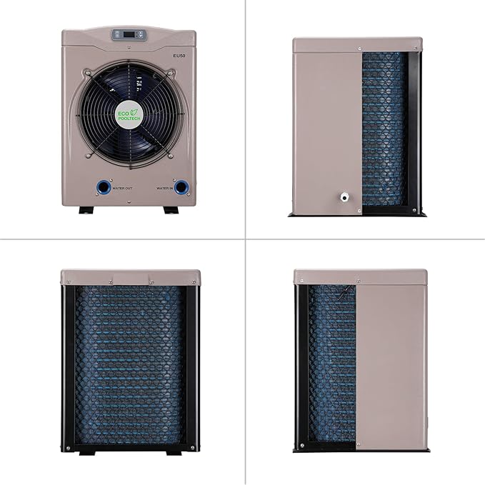Above Ground Pool Heater EU50, Max 16184BTU Up to 5000gallons Electric Swimming Pool Heat Pumps, Titanium Heat Exchanger, 5.62 COP, 110V/120V, Fits 8/11/15 Foot Pools Heating Pool Warmer