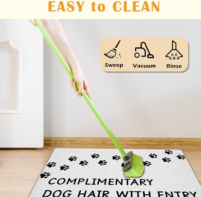 JINYO Dog Door Mat, Complimentary Dog Hair with Entry Funny Door Mat Indoor Outdoor Entrance Entryway Porch, Dog Welcome Mats, Puppy Paws Bath Mats for Bathroom, 17x30 Inch