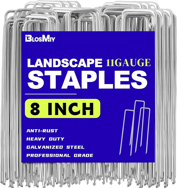 Landscape Staples 8inch 200 Pack,10 Gauge Heavy Duty Galvanized Lawn Staples, Sturdy Garden Stakes for Effortlessly Securing Weed Barrier Fabric,Ground Stabilization,Tackling Outdoor Yard Work