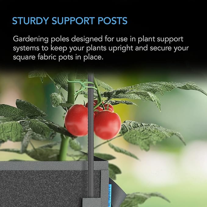 AC Infinity Garden Plant Stakes 48", Sturdy Metal Support Sticks with Protective Plastic Coating, 25-Pack for Tomatoes, Trees, and Vines in Gardening Hydroponics