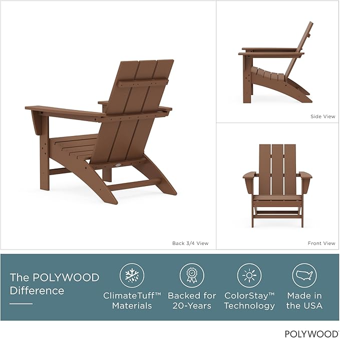 POLYWOOD AD420TE Modern Adirondack Chair, Teak