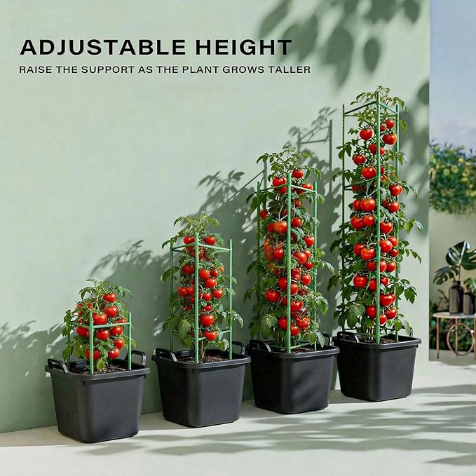 Halatool 63 Inch Tomato Cages for Garden, 6 Pack Adjustable Tall Tomato Cage, Garden Stakes Tomato Trellis for Pots, Tomato Plant Support for Raised Garden Bed &Vegetables Flowers