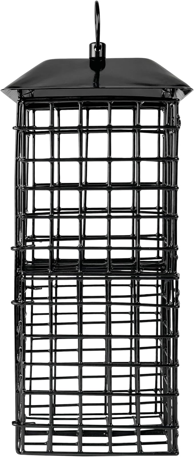 Wild Wings Metal Suet Cage Feeder for Outdoor Décor Wild Bird Feeders, 4 Suet Cakes Capacity, Hanging Suet Feeder, Black
