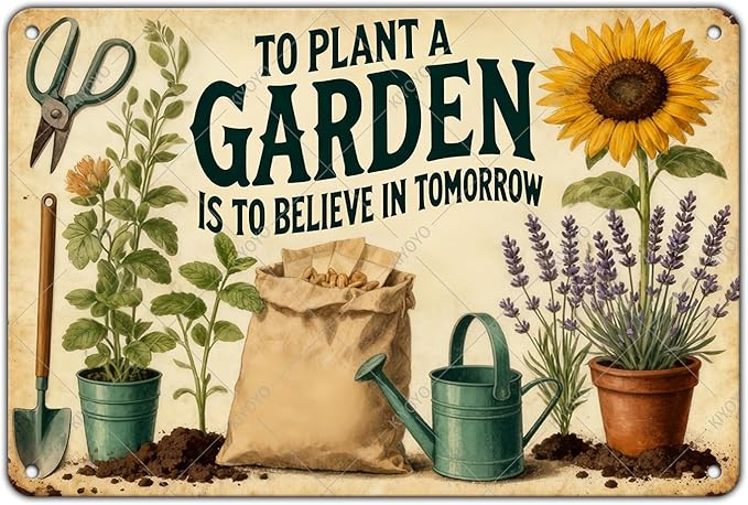 Plant Gifts To Plant A Garden Is To Believe In Tomorrow Vintage Tin Sign for Home Garden Patio Yard Decor 16x12 Inch