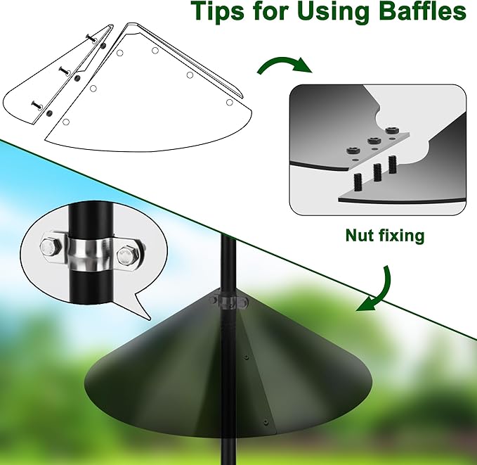 19-Inch Squirrel Proof Baffles for Protecting Outside Pole Bird Feeders and Bird Houses, Pole Mount Squirrel Guard Stopper(Black,2 Packs)