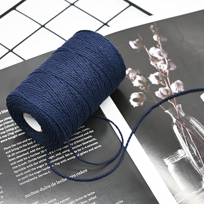 Twine String,500 Feet Butchers Kitchen Cotton String for Cooking Crafts Roasting Gift Wrapping DIY Decoration Gardening Packing Materials,Navy Blue