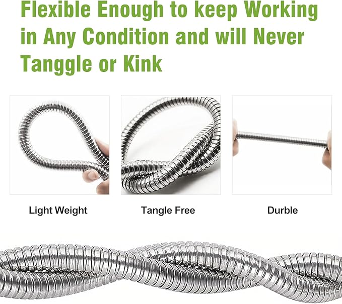 Short Garden Hose 5 ft, Male to Female Heavy Duty Stainless Steel Small Water Hose Extende Connector, Flexible No Kinks, Leakproof 3/4 in Fittings, Lightweight Leader Hose for Patio, Lawn
