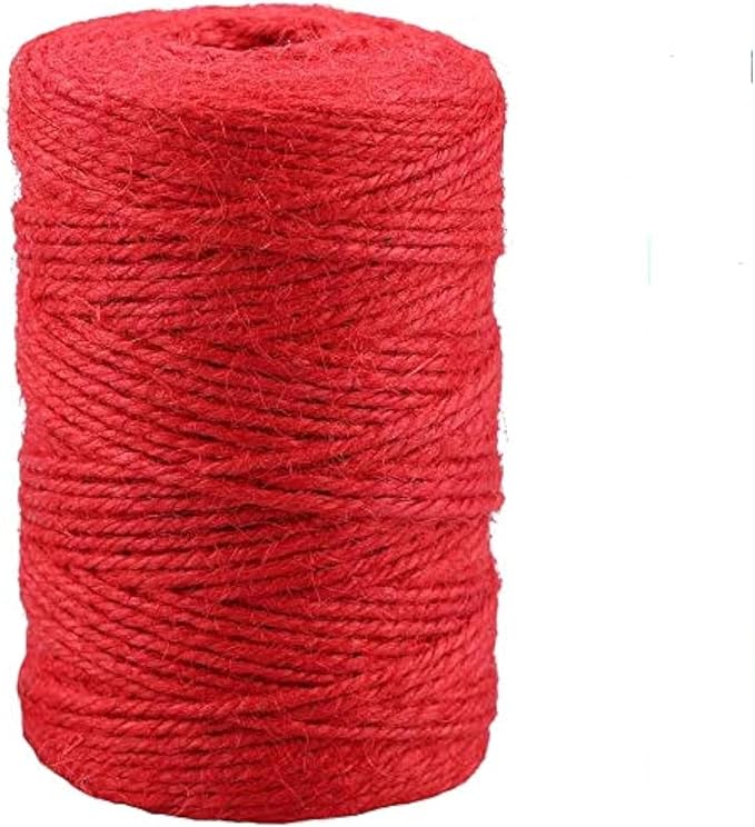 KINGLAKE Natural Jute Twine - 328 Feet, Durable Packing String, Arts & Crafts Gift Twine, Red