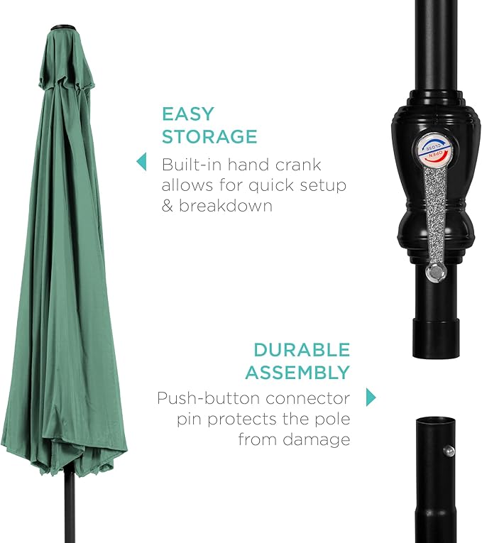 Best Choice Products 10ft Outdoor Steel Polyester Market Patio Umbrella w/Crank, Easy Push Button, Tilt, Table Compatible