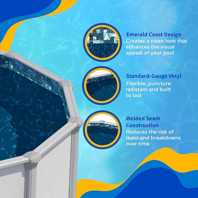 Blue Wave Emerald Coast Overlap 21 ft Round Pool Liner for Above-Ground Steel Wall Pools – Weather Resistant Standard Gauge Vinyl with Welded Seams - Dark Blue, Fits 48/54-In Depth Walls