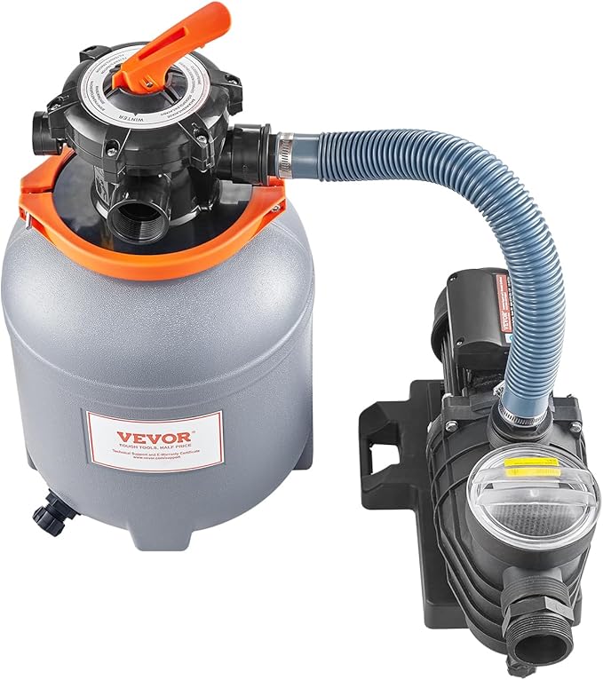 VEVOR Sand Filter Pump for Above Ground Pool, 12 in, 3000 GPH, 1/2 HP Swimming Pool Sand Filter Pump System, Krystal Clear with 6-Way Multi-Port Valve & Strainer Basket, Easy Installation for Pools