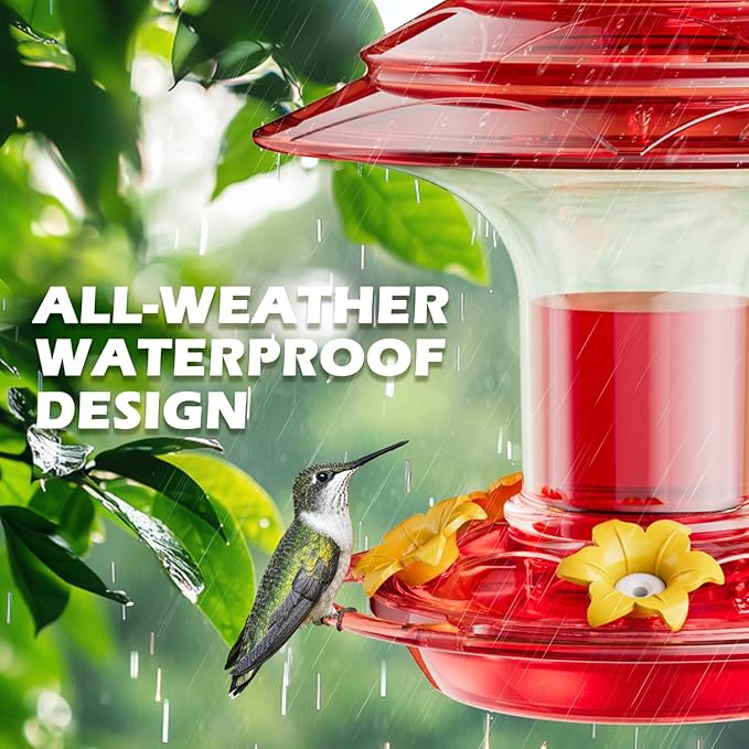 Birdream 2 Pack Hummingbird Feeder for Outdoors Hanging with Ant Moat, Festival Design Attracts Hummingbirds, Total 40oz - Red
