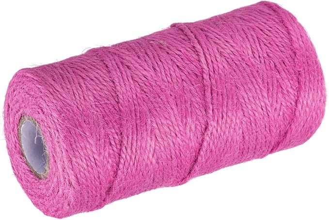 MECCANIXITY 328 Feet Garden Twine, 2mm Craft Jute Twine String Jute for Artwork, DIY Crafts, Gift Wrapping, Fuchsia
