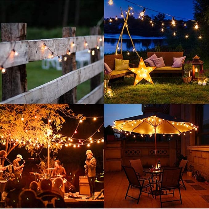 Abeja 50Ft Outdoor Patio String Lights with 53 Clear Globe G40 Bulbs,UL Certified for Patio Porch Backyard Deck Bistro Gazebos Pergolas Balcony Wedding Gathering Parties Markets Decor, Brown Wire
