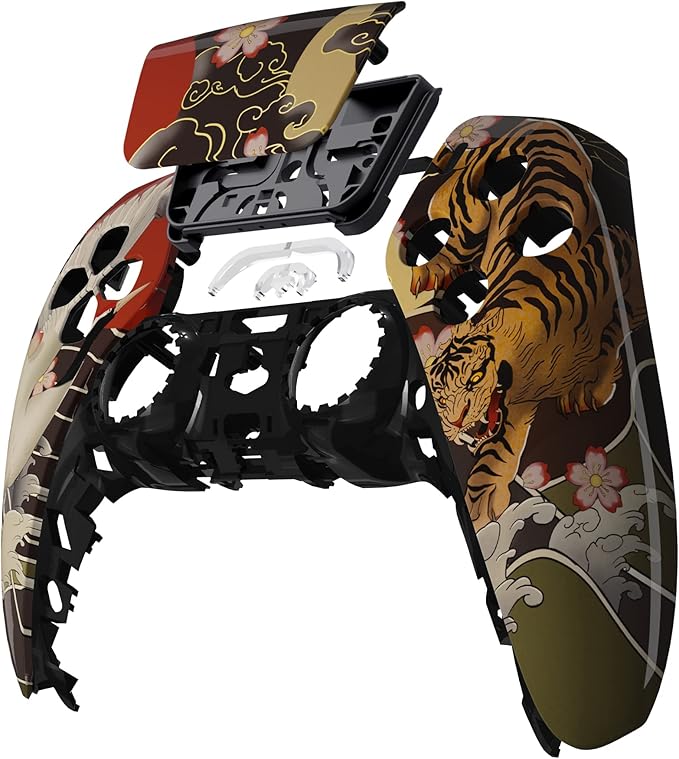 eXtremeRate Tiger & Crane Touchpad Front Top Shell Compatible with ps5 Controller BDM-010 020 030 040 050, DIY Replacement Shell Custom Touch Pad Cover Compatible with ps5 Controller