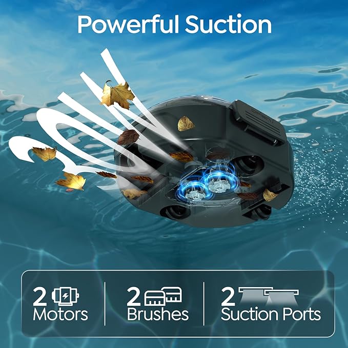 [2026 New] TALOSBO S2 Robotic Pool Cleaner – Dual-Layer Filtration, 90-Min Runtime, Powerful Cordless Pool Vacuum for Above-Ground & Flat Pools, Efficient Debris Removal & Auto-Parking Design