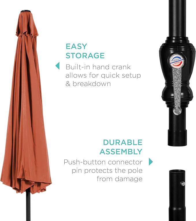 Best Choice Products 10ft Outdoor Steel Polyester Market Patio Umbrella w/Crank, Easy Push Button, Tilt, Table Compatible