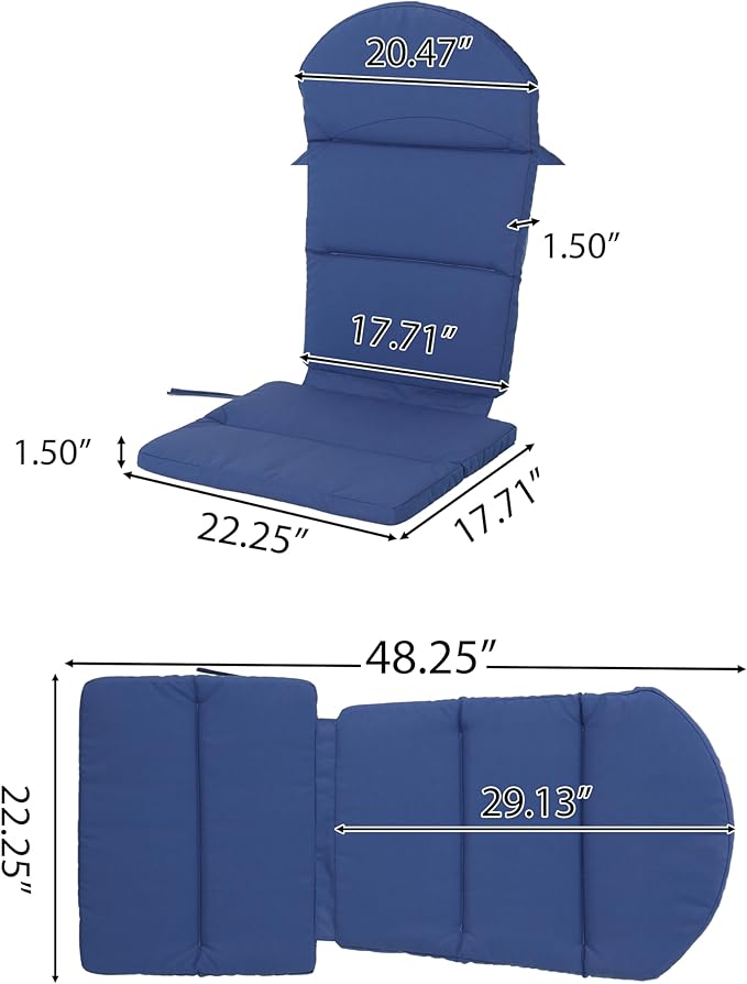 Christopher Knight Home Terry Outdoor Water-Resistant Adirondack Chair Cushions (Set of 4), Navy Blue, 4 Count (Pack of 1)