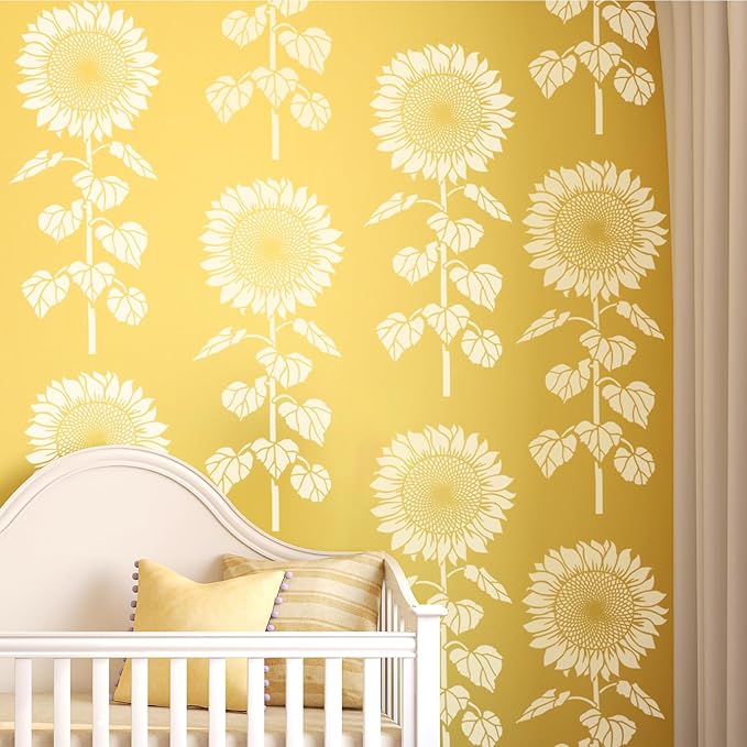 Large Flower Stencils for Painting Sunflower Stencils for Walls 14” Floral Stencil Templates for Garden Fence Wood Furniture Fabrics