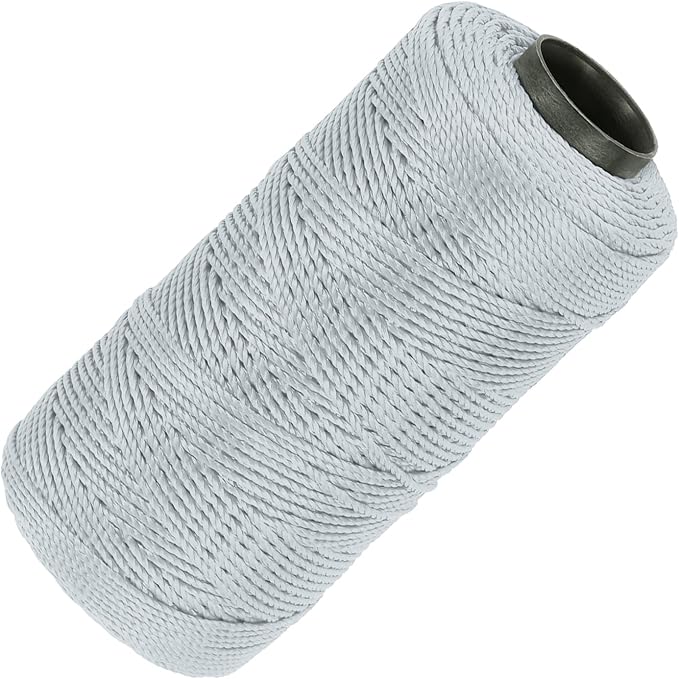 MECCANIXITY Nylon String 3 Strands Twisted Mason Line 1.5mm x 218 Yards Nylon Twine String for DIY Projects, Home Improvement, Gardening, Gift Wrapping, Christmas Party Supplies, Light Grey
