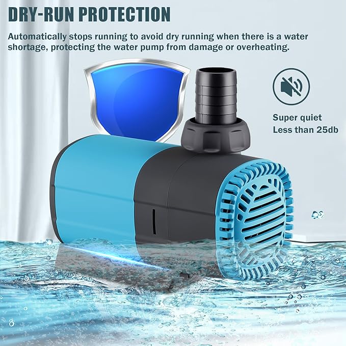 LYPHARD AQUARIUMS 930GPH Submersible Water Pump 25W with Controller DC 24V, Adjustable High Lift 16FT Pond Pump for Fountain, Aquarium, Fish Tank, Hydroponics, Waterfall