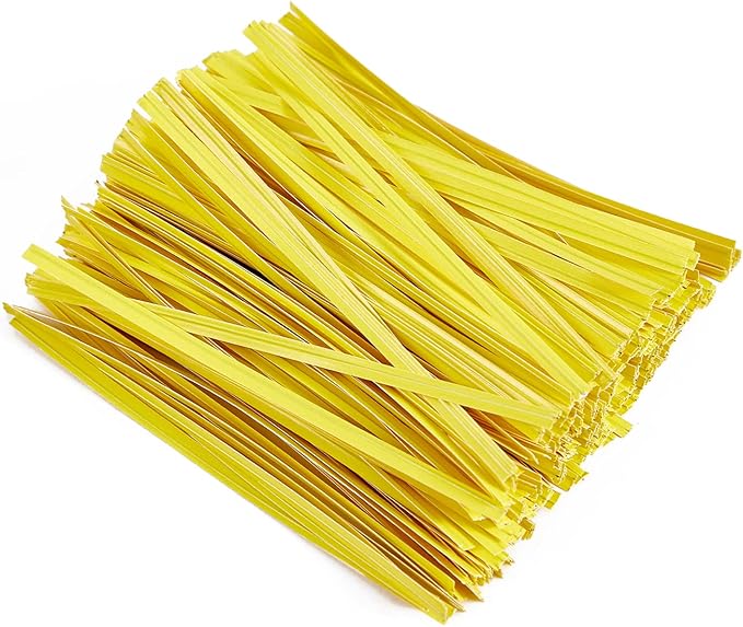 Tangyinrd 500 Pcs 5" Yellow Paper Twist Ties, for Party Cello Candy Bread Coffee Bags Cake Pops