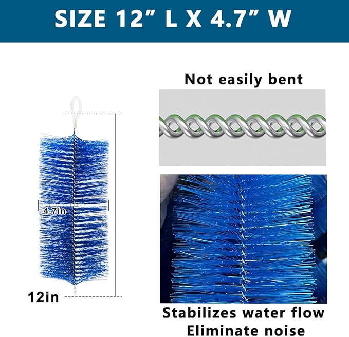 RINOO 10 Packs Fish Pond Filter Brushes Set for Koi Pond Fish Tank Aquarium Water Garden Pond Skimmer Filter Cleaning Brush 12 Inch by 4.7 Inch (Blue)