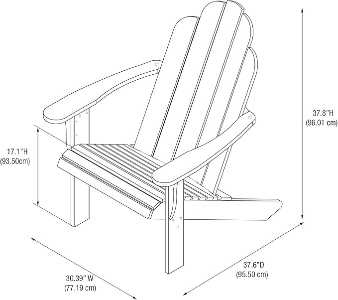 Linon Red Adirondack Chair, 30.4" W x 37.6" D x 37.8" H