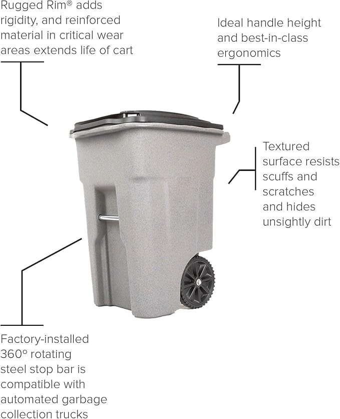 Toter 79248-R2968 48Gal 2-Wheel Trash Can, 48 Gallon, Greenstone