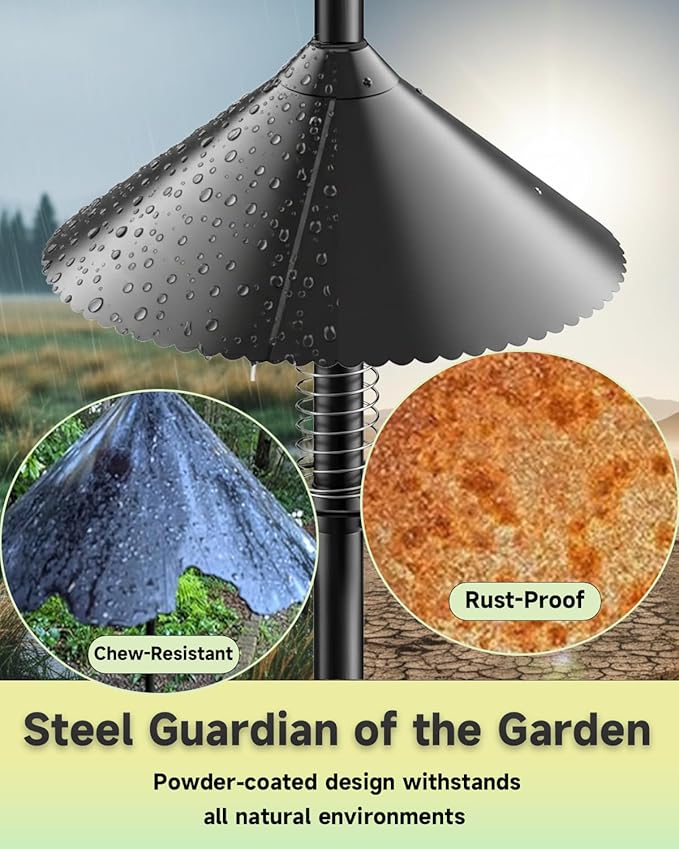 Metal Squirrel Baffle for Bird Feeder Pole, 19" Heavy-Duty Spring-Motion Guard, Upgraded Outdoor Squirrel Protector for Bird Feeder Poles (1 Pack)