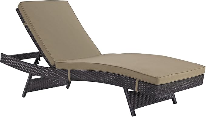 Modway Convene Wicker Rattan Outdoor Patio Chaise Lounge Chair in Espresso Mocha