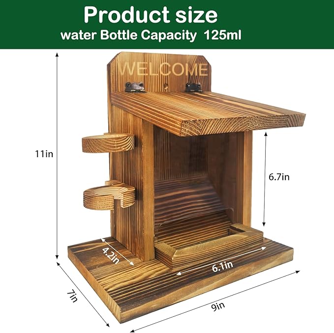 LSCQYYCC-Squirrel Feeder, Squirrel Picnic Table Feeder with Water Feeder, Wooden Squirrel Feeders for Outside, Squirrel House for Corn Peanut
