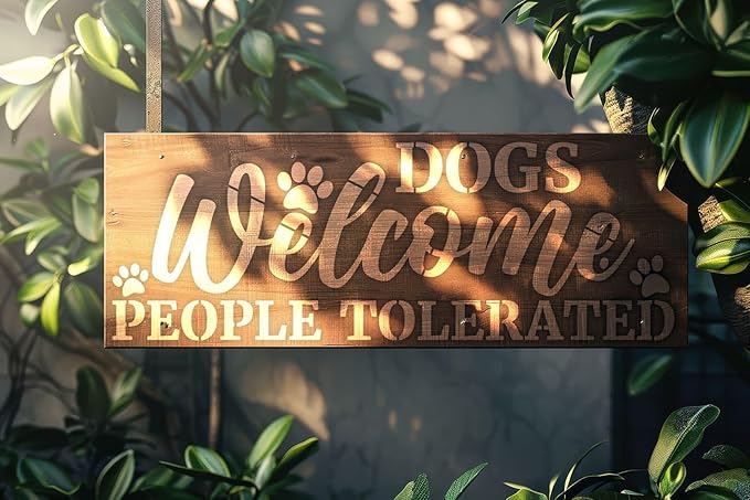 YKW Dog Welcome Stencils 7 Pack Large, Pet Home Decor Templates for Painting Door Mats Wood Signs Paw Print DIY Crafts Dog Lovers