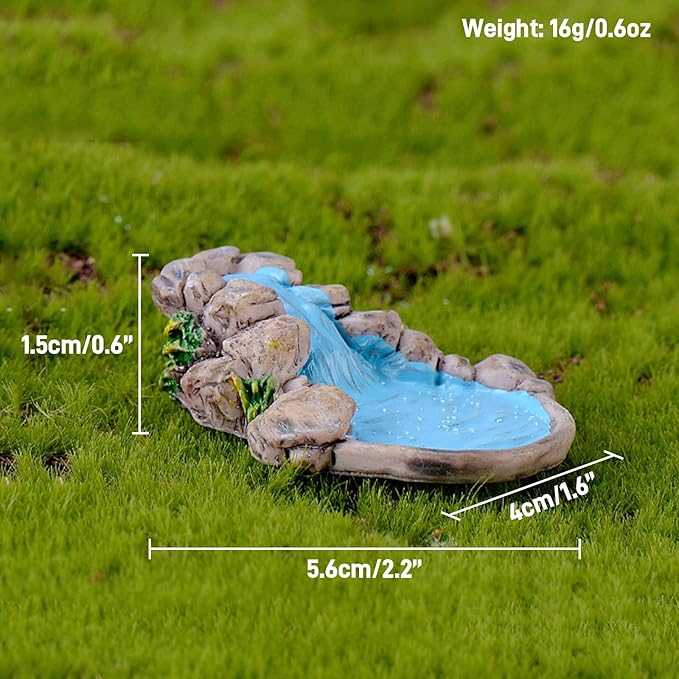 8 Pcs Fairy Garden Accessories Outdoor Resin Miniature Bridge Figurines Mini Lighthouse Tiny Water Well Micro Pond Small Lawn Ornaments Kit for DIY Craft Gift Landscape Dollhouse Succulents Home Decor