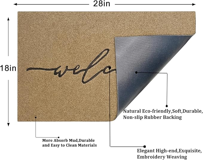 AAZZKANG Welcome Mats Outdoor with Non Slip Rubber Backing Easy to Clean Outdoor Indoor Doormat for Front Door High Traffic Areas Entrance