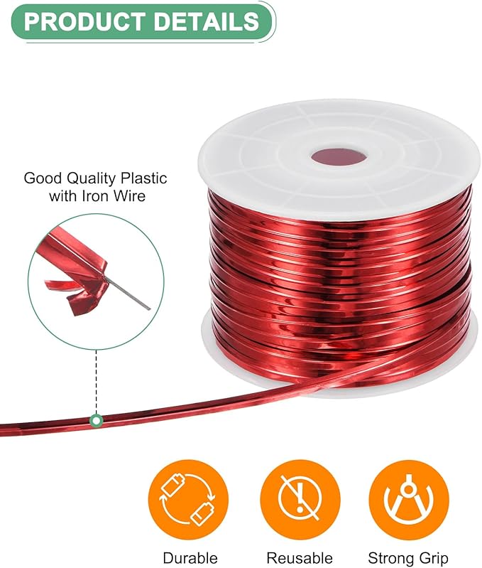 Metal Twist Ties, 100 Yards Metallic Twists Tie Bread Twisty-Ties for Party Decoration/Garden Plant/Gift Wrapping Bag/Cake/Pops Candy/Bakery Bags [Red]