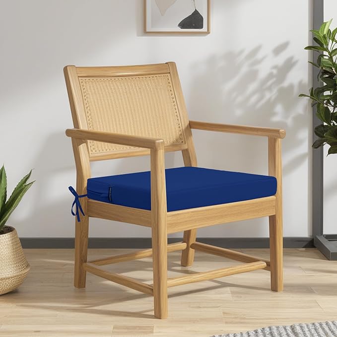 idee-home Outdoor Chair Cushions Set of 4, 17" x 16" Outdoor Seat Cushion Waterproof Patio Furniture with Ties, Dining Chair Pads