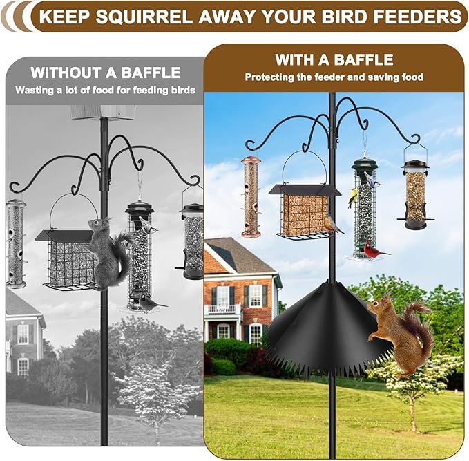 Squirrel Baffle for Bird Feeder Pole, Outdoor Pole Mount Squirrel Proof Guard Stopper (19Inch-1pcs)