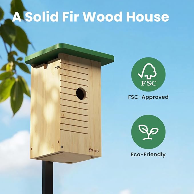 Birdfy Smart Bird House with Camera Solar Powered, 1080HD Live Video & Night Vision for 24/7 Nesting Recording, Auto Detect & Notify, Ideal Nature Gift for Bird Lovers, AI Identify Lifetime Free