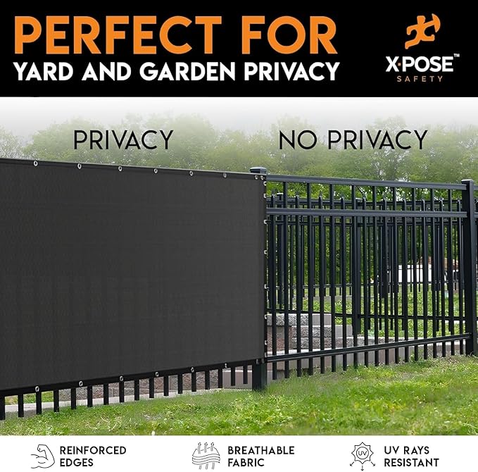 Xpose Safety Privacy Fence Screen 4’ x 50’ (3 Pack) – Heavy Duty Black Mesh with 90% Visibility Block, UV Protection – Includes Cable Ties – for Garden, Yard, Nursery, Kennel, Dog Run, Greenhouse