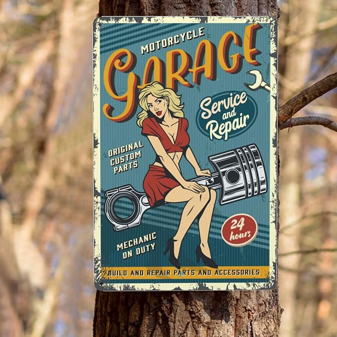 Garage Vintage Metal Tin Sign Retro Rustproof Funny Art Wall Decor Gift 8x21 Inch