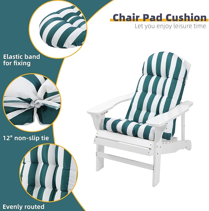 Enipate Weather Resistant Adirondack Chair Cushions High Back Indoor Outdoor Patio Tufted Lounge Cushion Seat Pads