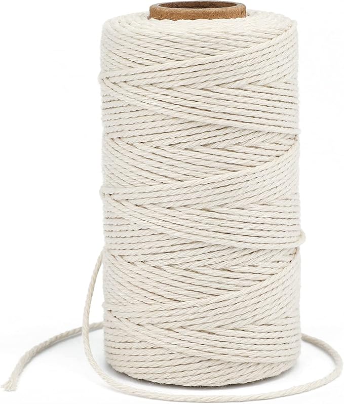 G2PLUS White String, 2MM 328 Feet White Cotton String for Crafts, Butchers, Cooking, Beige Gift Wrapping Twine for Home Decor