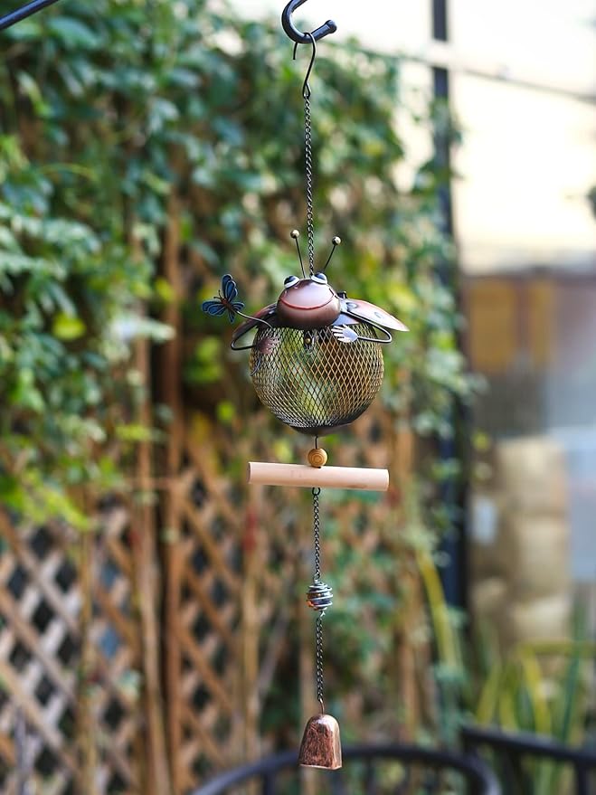 Solar Bird Feeder,Squirrel-Proof Bird Feeders for Outside, Cute Animal Shaped(Ladybug Shaped)
