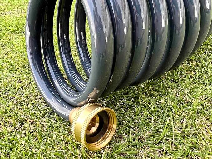 SANFU PU Recoil Garden Water Hose 3/8"ID(9.5 x 12.7mm) x 10ft Premium with 3/4"Inch Brass Fittings Retractable, Outdoor Patio Hose Marine&Boat, Gray(10')