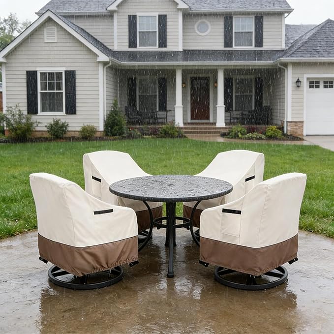 Outdoor Swivel Rocker Chair Cover 2Pack, Waterproof Rocking Chair Covers, All-Weather Protection Outdoor Lawn Patio Furniture Covers for Patio Chair 30" W x 33" D x 32" H, Beige