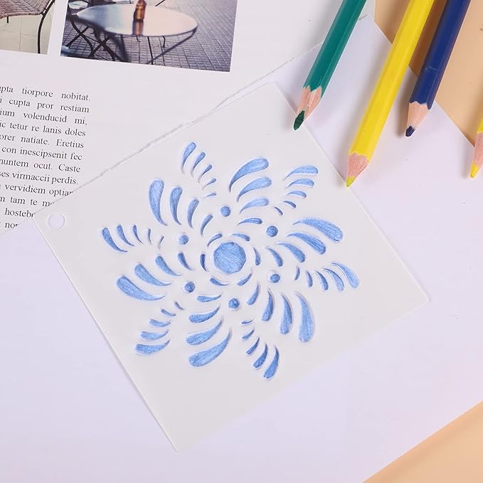 56 Pack (3.6x3.6 inch) Stencils for Painting, Reusable Mandala Dot Painting Stencils for DIY Rock Murals Art Projects Easter Decor Gifts