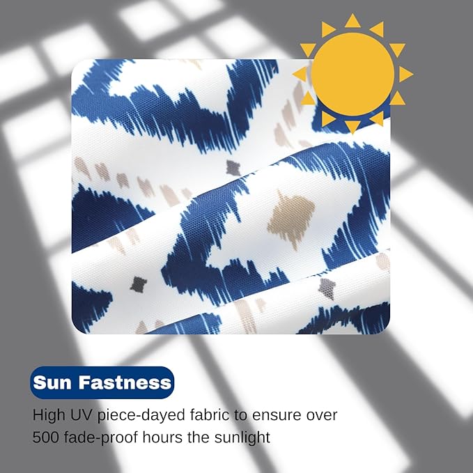 idee-home Outdoor Chair Cushions Set of 2, 19" x 19" x 3" Thick D-Shaped Patio Furniture Outdoor Seat Cushions Waterproof with Ties, Dining Pads