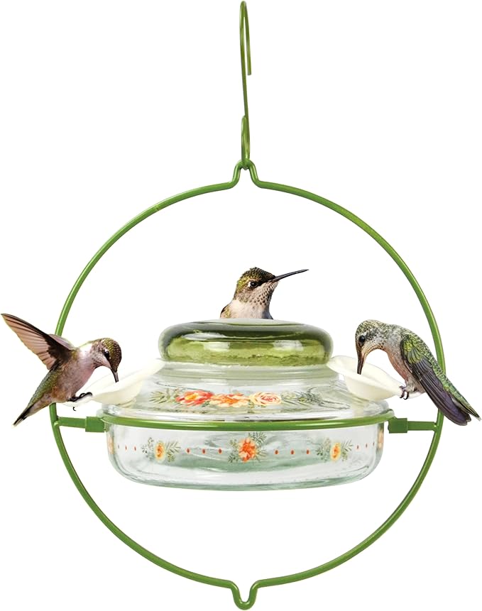 Nature's Way Bird Products Decorative Glass Top-Fill Hummingbird Feeder - Gardenia Bouquet (DTHF2)